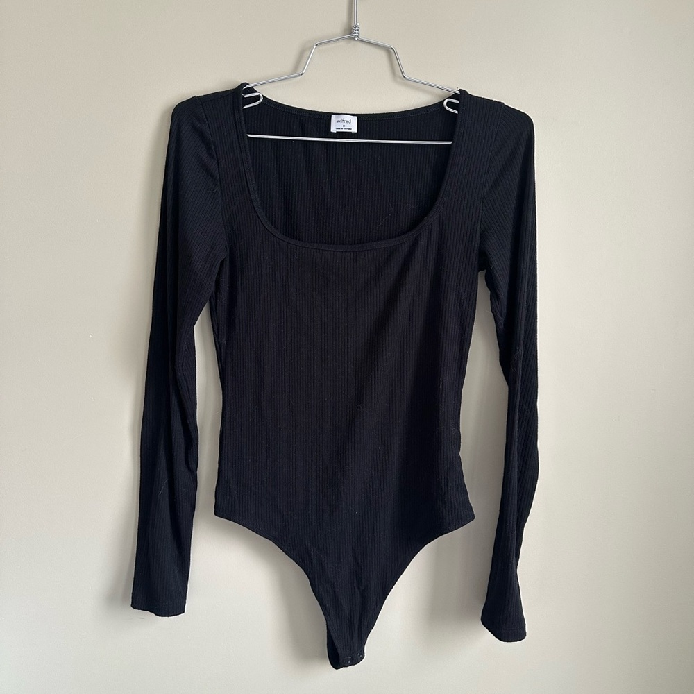 Wilfred Black Ribbed Long Sleeve Bodysuit